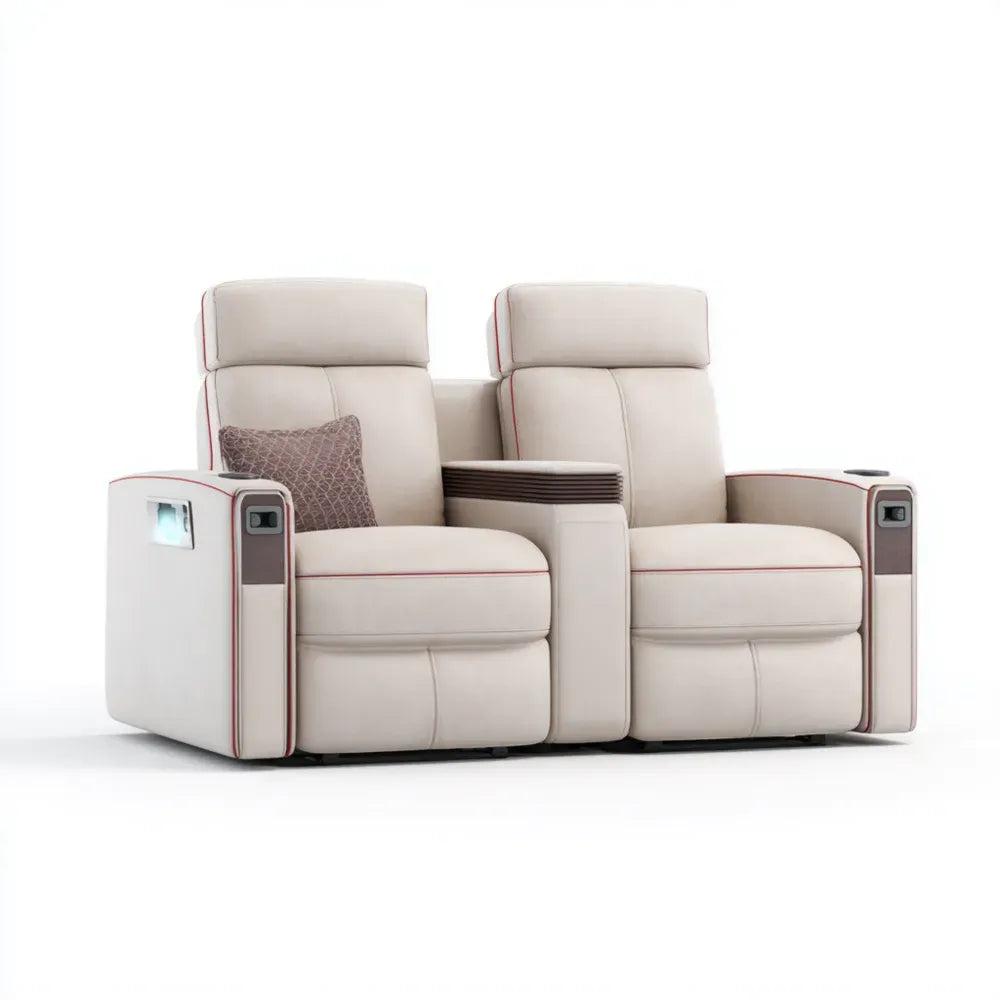 Recliner Sofa Set - Faux Leather Cream 150x90x100 cm - Contemporary Design