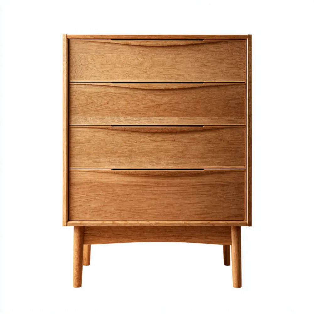 Wooden Chest of Drawers 90x40x120 cm - Natural Finish - Mid-Century Style