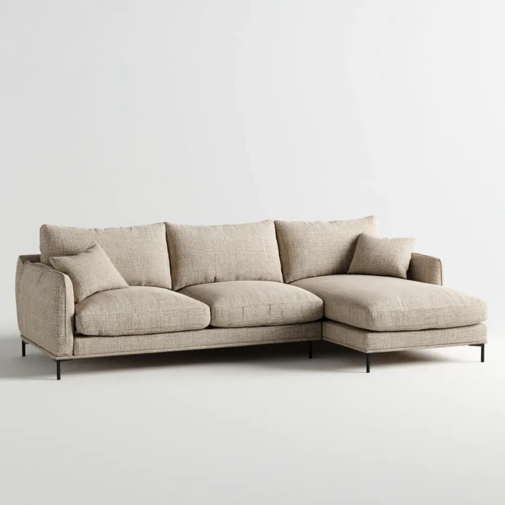 Sectional Sofa Fabric Upholstery 280x170x85 cm - Beige - Contemporary Style