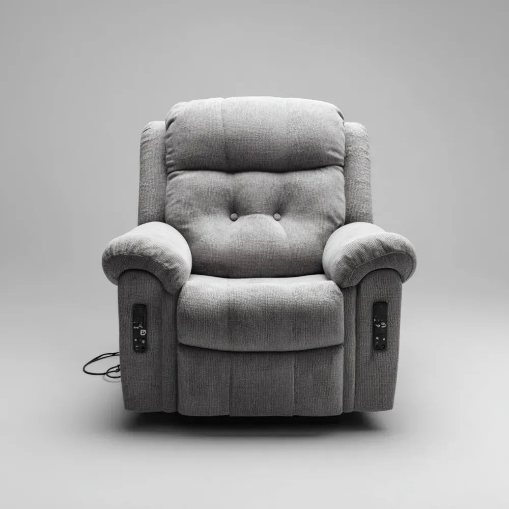 Recliner Chair 90x95x100 cm - Light Gray Fabric Upholstery - Modern Design