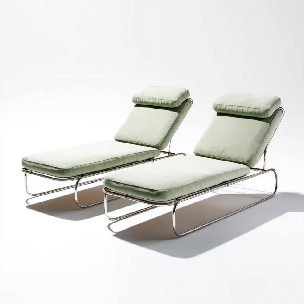 Patio Recliner Set - 195x65x80 cm - Light Green - Modern Design