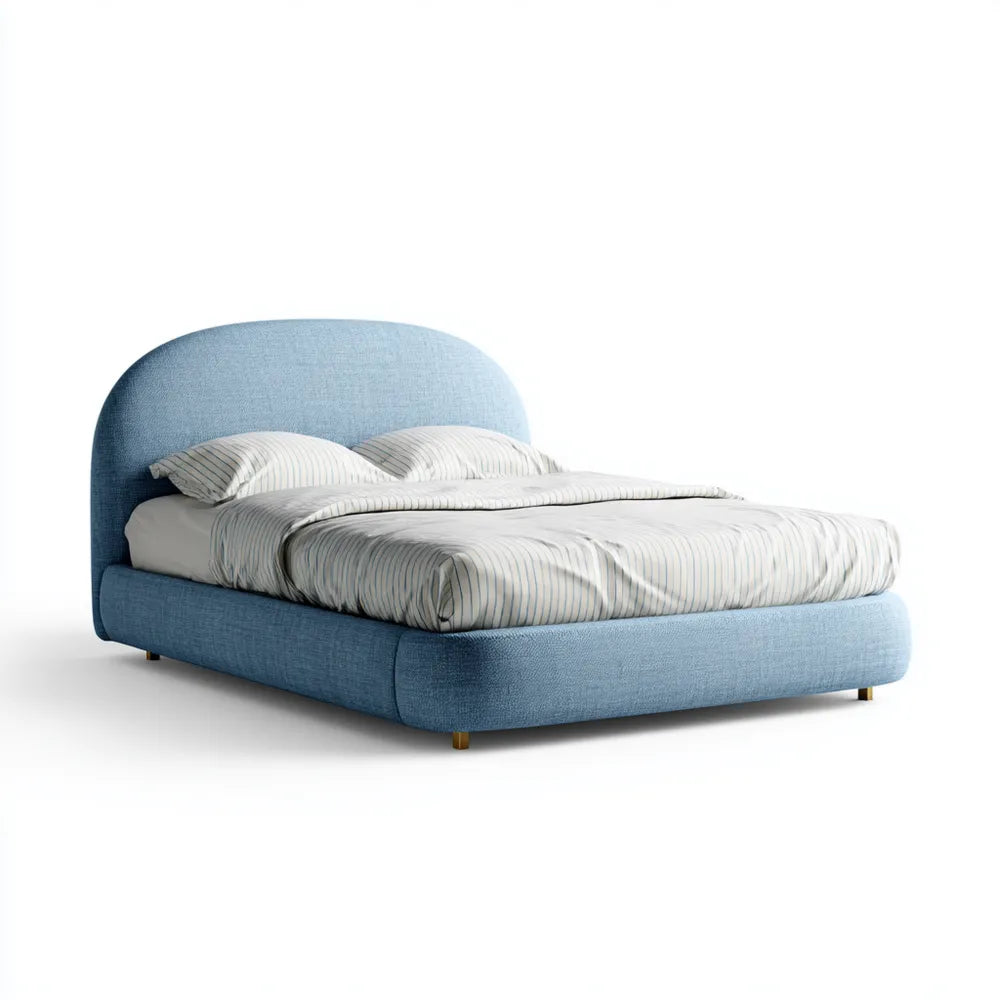 Double Bed Fabric Upholstery 200x160x100 cm - Light Blue - Contemporary Design