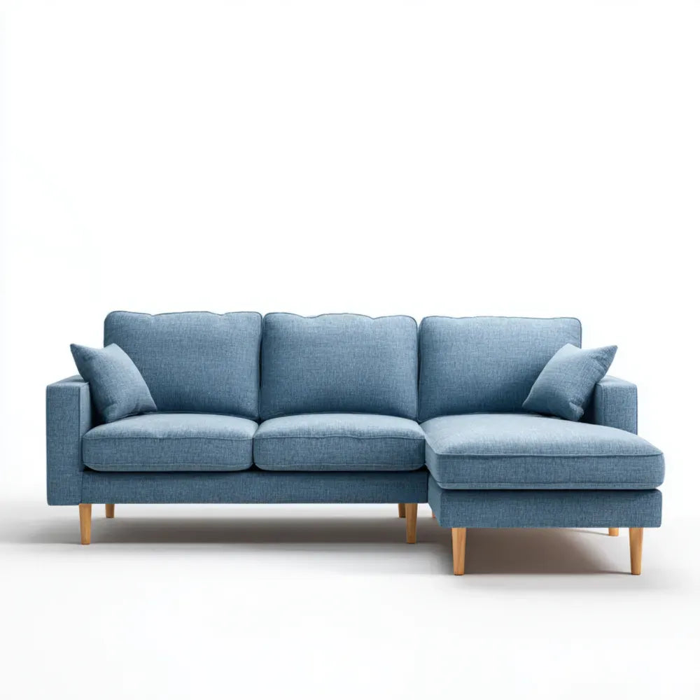 Sectional Sofa Fabric Upholstered 220x150x85 cm – Light Blue – Modern Design
