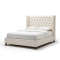 Double Bed Upholstered Fabric 200x160x120 cm - Beige - Modern Style