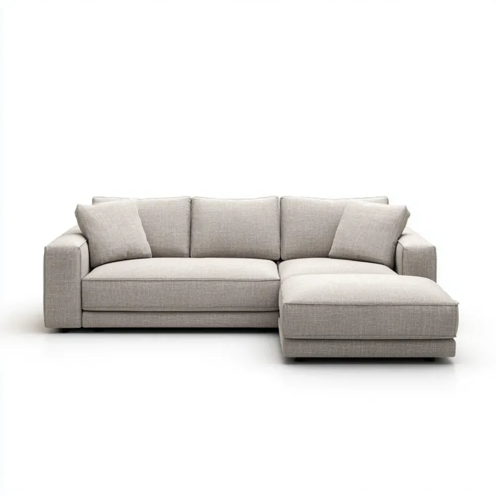 Sectional Sofa Fabric Upholstery 250x150x85 cm - Light Gray - Contemporary Design