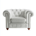 Armchair Leather Upholstered 85x85x75 cm - White - Classic Design